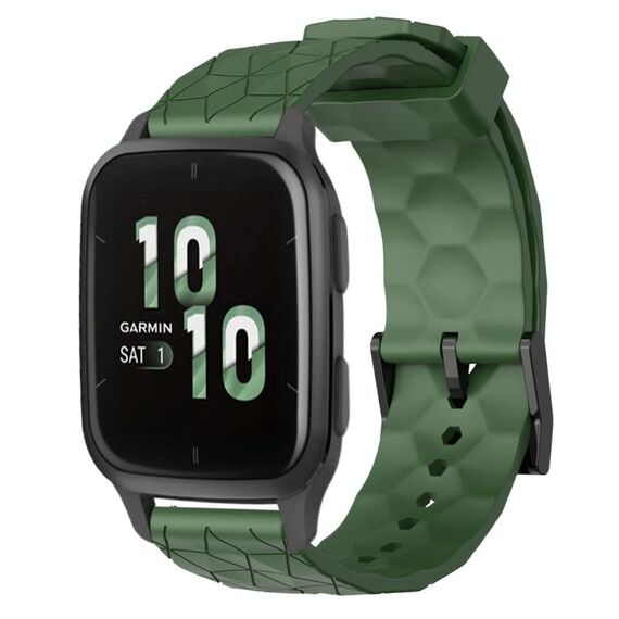 Per Garmin Forerunner Sq2 Cinturino per orologio in silicone tinta unita da 20 mm con motivo a calcio (verde militare)