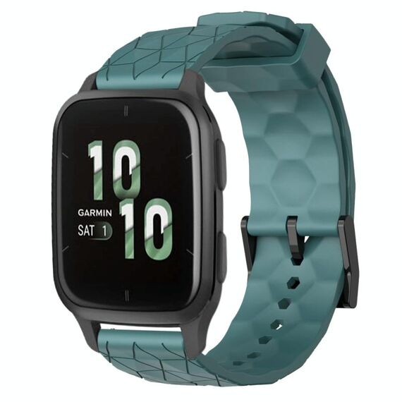 Per Garmin Forerunner Sq2 Cinturino per orologio in silicone tinta unita da 20 mm con motivo a calcio (Rock Cyan)
