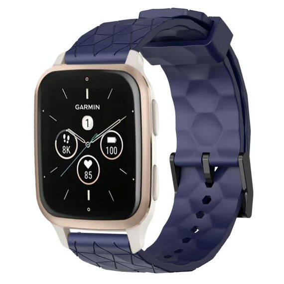 Per Garmin Forerunner Sq2 Music 20mm Cinturino per orologio in silicone tinta unita con motivo a calcio (blu navy)