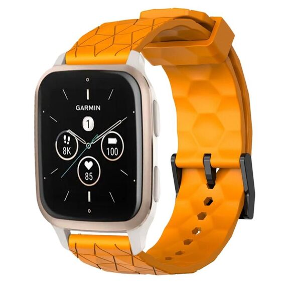 Per Garmin Forerunner Sq2 Music 20mm Cinturino per orologio in silicone tinta unita con motivo a calcio (giallo)
