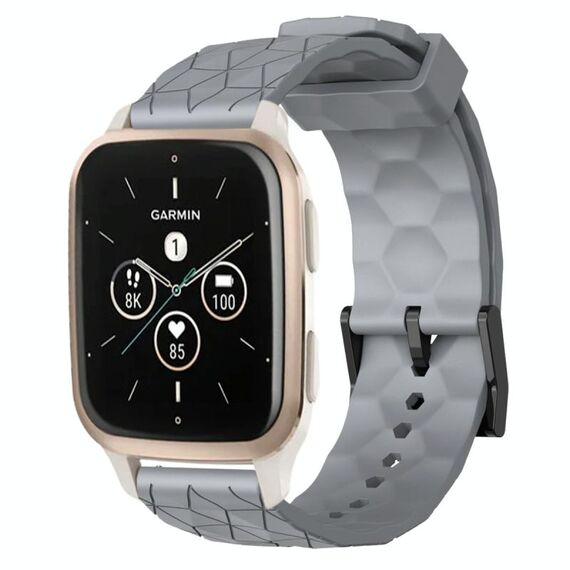 Per Garmin Forerunner Sq2 Music 20mm Cinturino in silicone a tinta unita con motivo calcio (grigio)