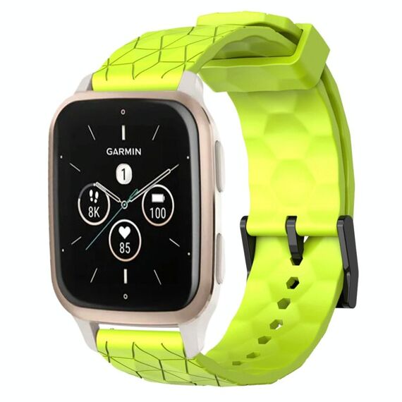 Per Garmin Forerunner Sq2 Music Cinturino per orologio in silicone tinta unita da 20 mm con motivo a calcio (verde lime)