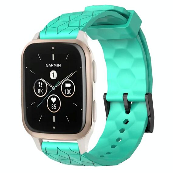 Per Garmin Forerunner Sq2 Music Cinturino per orologio in silicone tinta unita da 20 mm con motivo a calcio (verde acqua)