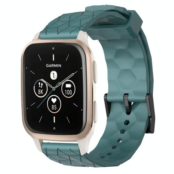 Per Garmin Forerunner Sq2 Music Cinturino per orologio in silicone tinta unita da 20 mm con motivo a calcio (Rock Cyan)