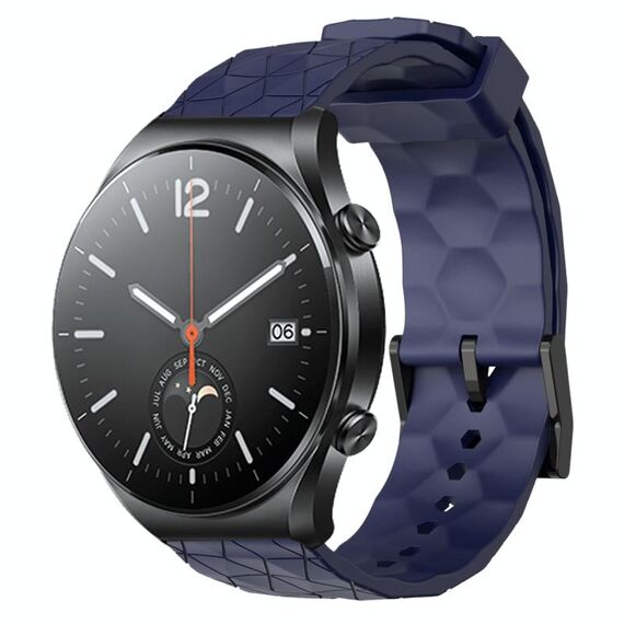 Per Xiaomi MI Watch S1 22mm Cinturino per orologio in silicone tinta unita con motivo a calcio (blu navy)