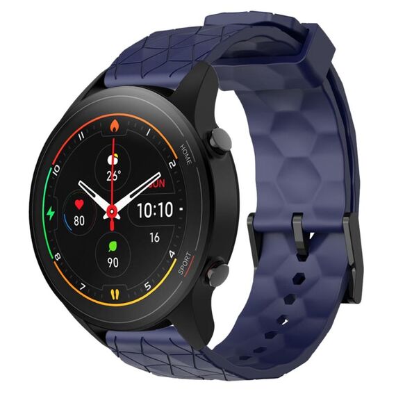 Per Xiaomi MI Watch S1 Pro 22mm Cinturino in silicone tinta unita con motivo a calcio (blu navy)
