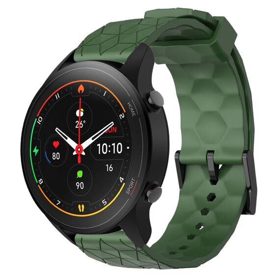 Per Xiaomi MI Watch S1 Pro 22mm Cinturino per orologio in silicone tinta unita con motivo a calcio (verde militare)