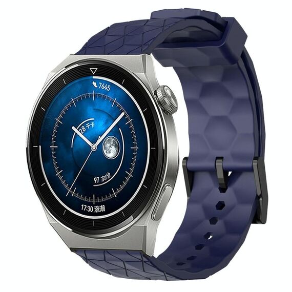 Per Huawei Watch GT3 Pro 46mm 22mm Cinturino in silicone tinta unita con motivo a calcio (blu navy)