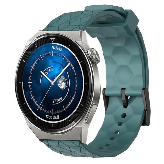 Per Huawei Watch GT3 Pro 46mm 22mm Cinturino in silicone tinta unita con motivo a calcio (Rock Cyan)