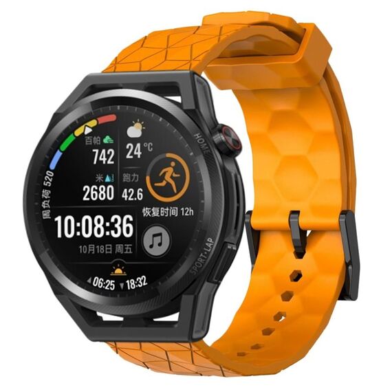 Per Huawei Watch GT Runner 22mm Cinturino per orologio in silicone tinta unita con motivo a calcio (giallo)