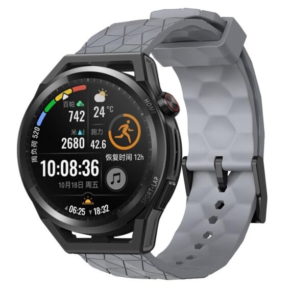 Per Huawei Watch GT Runner 22mm Cinturino in silicone tinta unita con motivo a calcio (grigio)