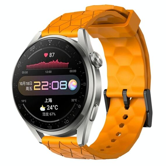 Per Huawei Watch 3 Pro 22mm Cinturino in silicone tinta unita con motivo a calcio (giallo)