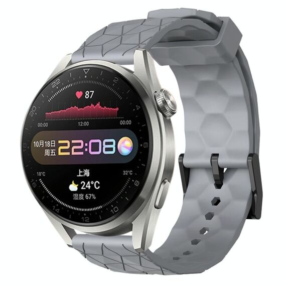 Per Huawei Watch 3 Pro 22mm Cinturino per orologio in silicone tinta unita con motivo a calcio (grigio)