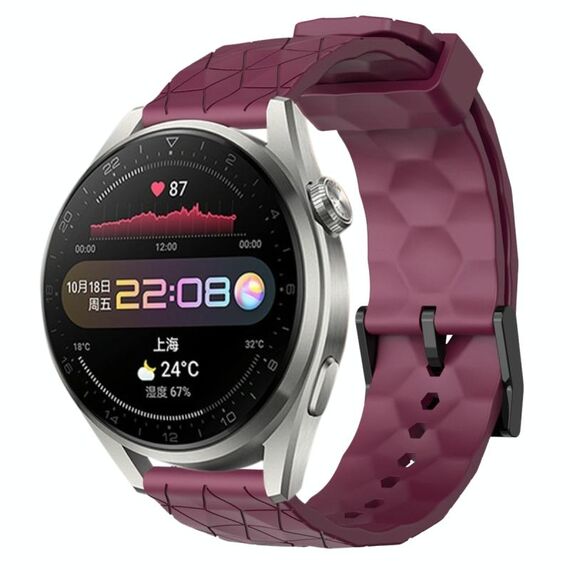 Per Huawei Watch 3 Pro 22mm Cinturino in silicone tinta unita modello calcio (vino rosso)