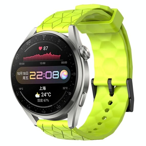 Per Huawei Watch 3 Pro 22mm Cinturino per orologio in silicone tinta unita con motivo a calcio (verde lime)