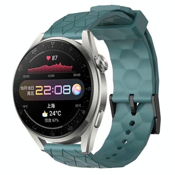 Per Huawei Watch 3 Pro 22mm Cinturino per orologio in silicone tinta unita con motivo a calcio (Rock Cyan)