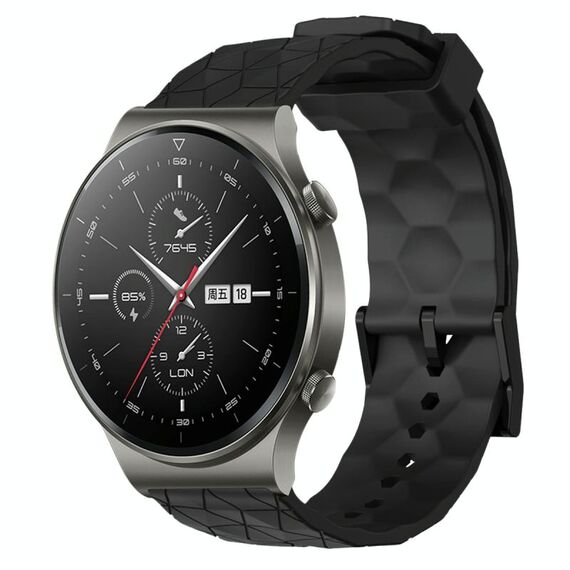 Per Huawei GT2 Pro 22mm Cinturino per orologio in silicone tinta unita con motivo a calcio (nero)