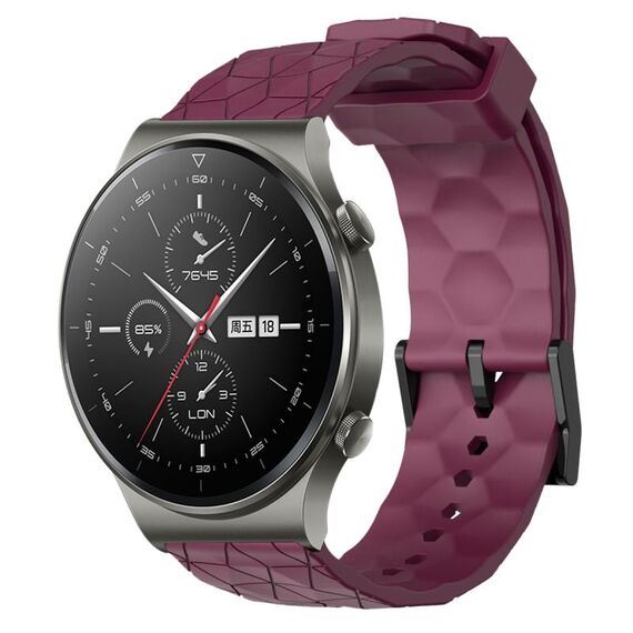 Per Huawei GT2 Pro 22mm Cinturino per orologio in silicone tinta unita con motivo a calcio (vino rosso)