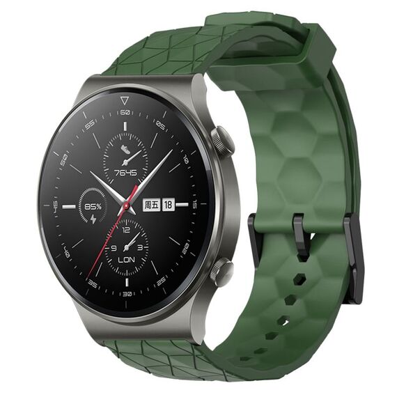 Per Huawei GT2 Pro 22mm Cinturino per orologio in silicone tinta unita con motivo a calcio (verde militare)