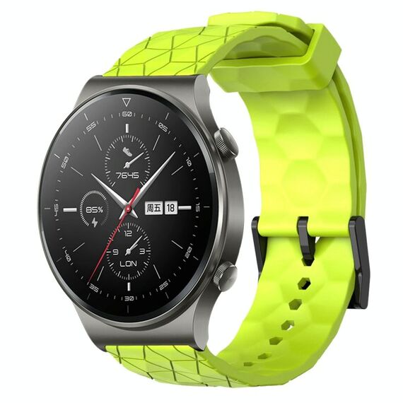 Per Huawei GT2 Pro 22mm Cinturino per orologio in silicone tinta unita con motivo a calcio (verde lime)