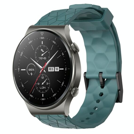 Per Huawei GT2 Pro 22mm Cinturino per orologio in silicone tinta unita con motivo a calcio (Rock Cyan)