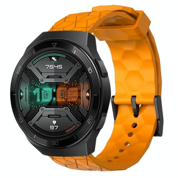 Per Huawei Watch GT 2E 22mm Cinturino in silicone tinta unita con motivo a calcio (giallo)