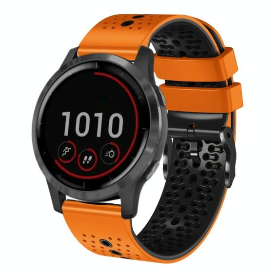 Per Garmin vivoactive 4 cinturino in silicone bicolore traforato da 22 mm (arancione + nero)
