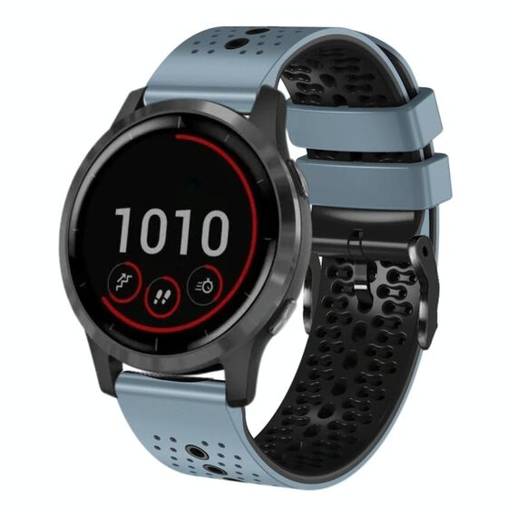 Per cinturino in silicone bicolore perforato da 22 mm Garmin vivoactive 4 (blu + nero)