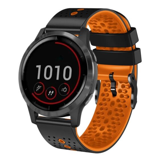 Per Garmin vivoactive 4 cinturino in silicone bicolore traforato da 22 mm (nero + arancione)