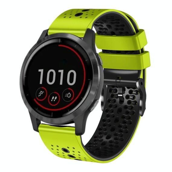 Per Garmin vivoactive 4 cinturino in silicone bicolore traforato da 22 mm (lime + nero)
