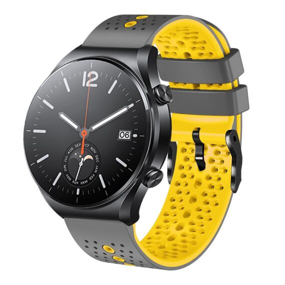 Per Xiaomi MI Watch S1 Cinturino in silicone bicolore traforato da 22 mm (grigio + giallo)