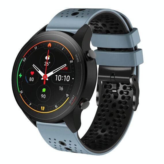 Per Xiaomi MI Watch S1 Pro Cinturino in silicone bicolore traforato da 22 mm (blu + nero)