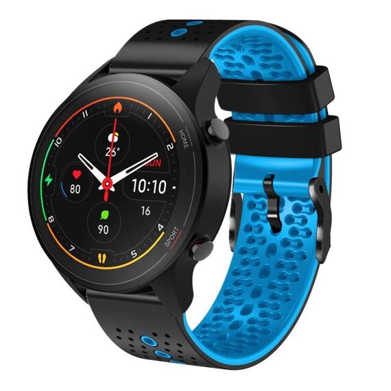 Per Xiaomi MI Watch S1 Pro Cinturino in silicone bicolore traforato da 22 mm (nero + blu)