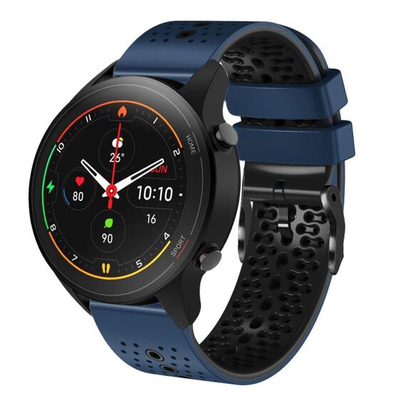 Per Xiaomi MI Watch S1 Pro Cinturino in silicone bicolore traforato da 22 mm (blu notte + nero)