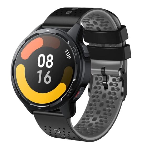 Per Xiaomi MI Watch S1 Active 22mm Cinturino in silicone bicolore traforato (nero + grigio)