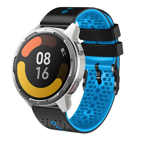 Per Xiaomi MI Watch Color 2 Cinturino in silicone bicolore traforato da 22 mm (nero + blu)