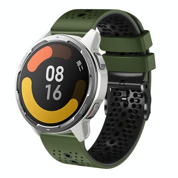 Per Xiaomi MI Watch Color 2 Cinturino in silicone bicolore traforato da 22 mm (verde militare + nero)