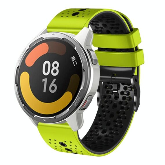 Per Xiaomi MI Watch Color 2 Cinturino in silicone bicolore traforato da 22 mm (lime + nero)