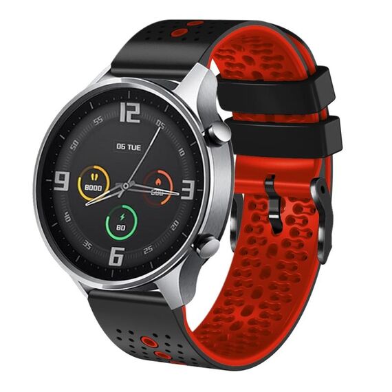 Per Xiaomi MI Watch Color 22mm Cinturino in silicone bicolore traforato (nero + rosso)