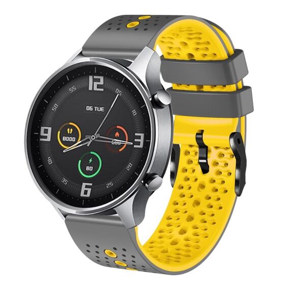 Per Xiaomi MI Watch Color 22mm Cinturino in silicone bicolore traforato (grigio + giallo)