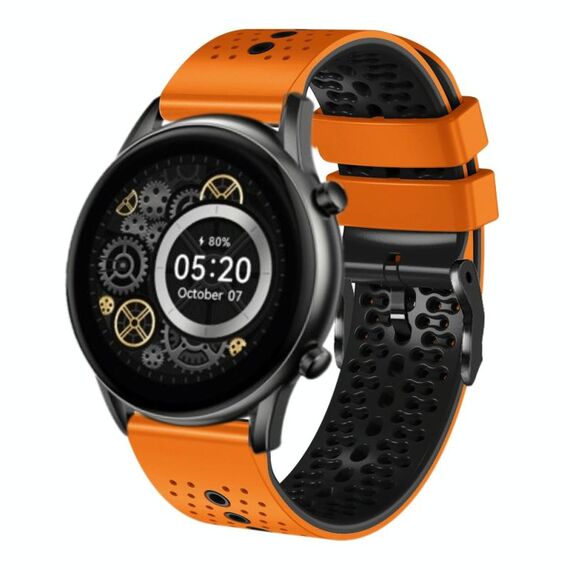 Per Xiaomi Haylou RT2 LS10 Cinturino in silicone bicolore traforato da 22 mm (arancione + nero)