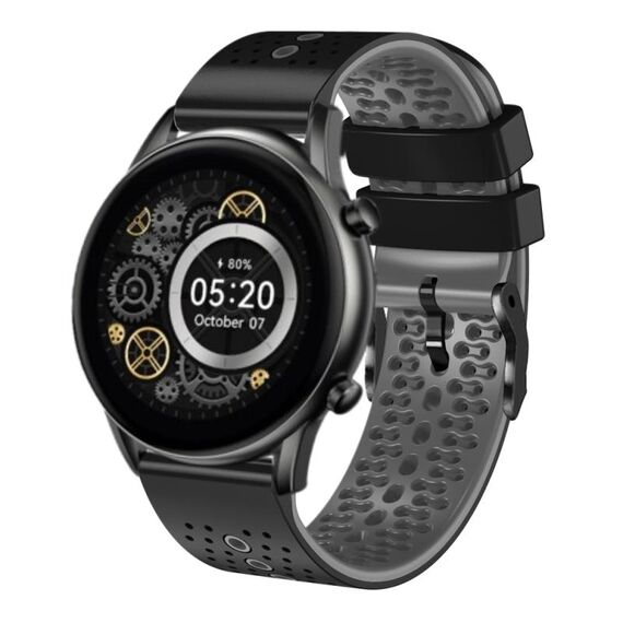 Per Xiaomi Haylou RT2 LS10 Cinturino in silicone bicolore traforato da 22 mm (nero + grigio)