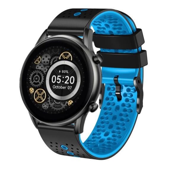 Per Xiaomi Haylou RT2 LS10 Cinturino in silicone bicolore traforato da 22 mm (nero + blu)