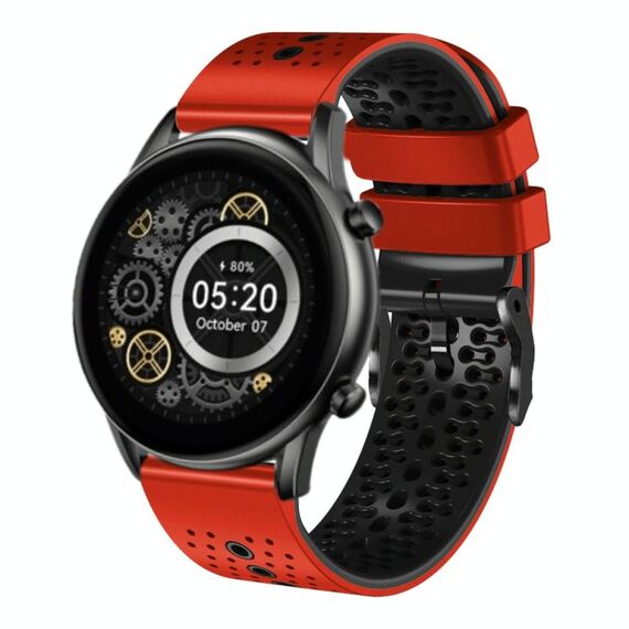 Per Xiaomi Haylou RT2 LS10 Cinturino in silicone bicolore traforato da 22 mm (rosso + nero)