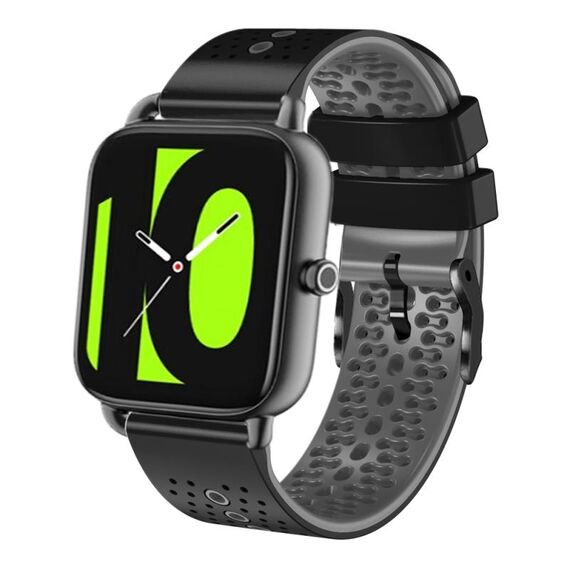 Per Xiaomi Haylou RS4 LS12 Cinturino in silicone bicolore traforato da 22 mm (nero + grigio)
