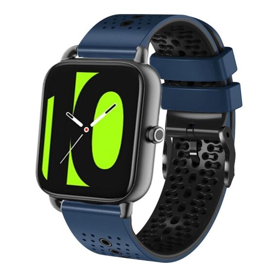 Per Xiaomi Haylou RS4 LS12 Cinturino in silicone bicolore traforato da 22 mm (blu notte + nero)