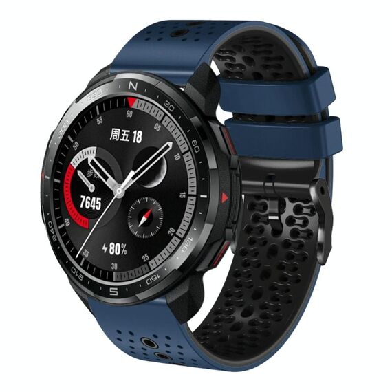 For Honor Watch GS Pro Cinturino in silicone bicolore traforato da 22 mm (blu notte + nero)