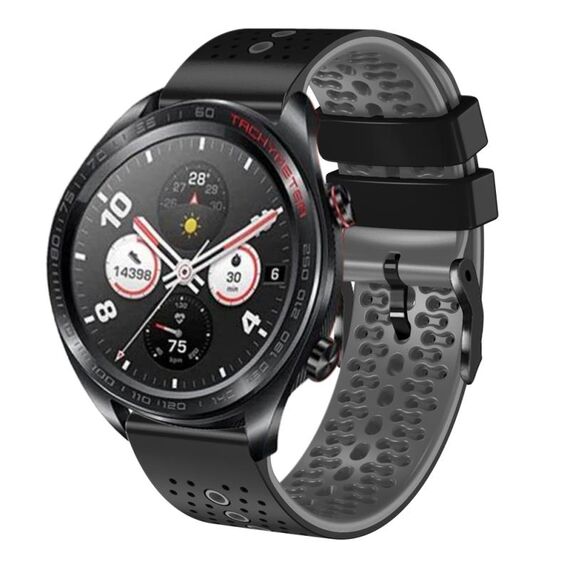 For Honor Watch Dream Cinturino in silicone bicolore traforato da 22 mm (nero + grigio)