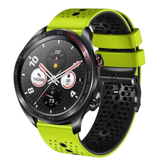 For Honor Watch Dream Cinturino in silicone bicolore traforato da 22 mm (lime + nero)