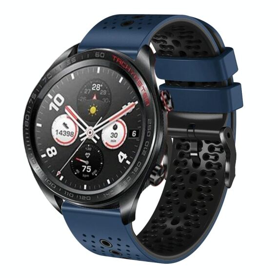 For Honor Watch Dream 22mm Cinturino in silicone perforato bicolore (blu notte + nero)
